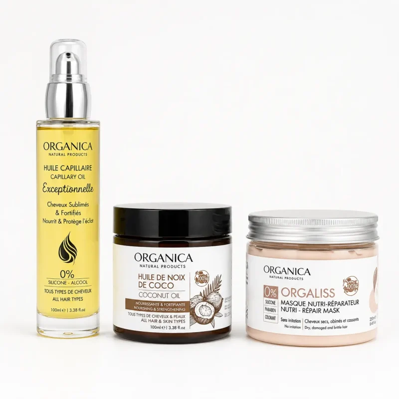 pack nutrition réparation cheveux masque huile coco Organica