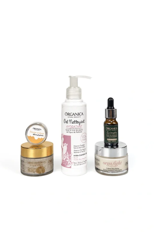 pack peau sèche gel nettoyant crème nuit huile figue barbarie